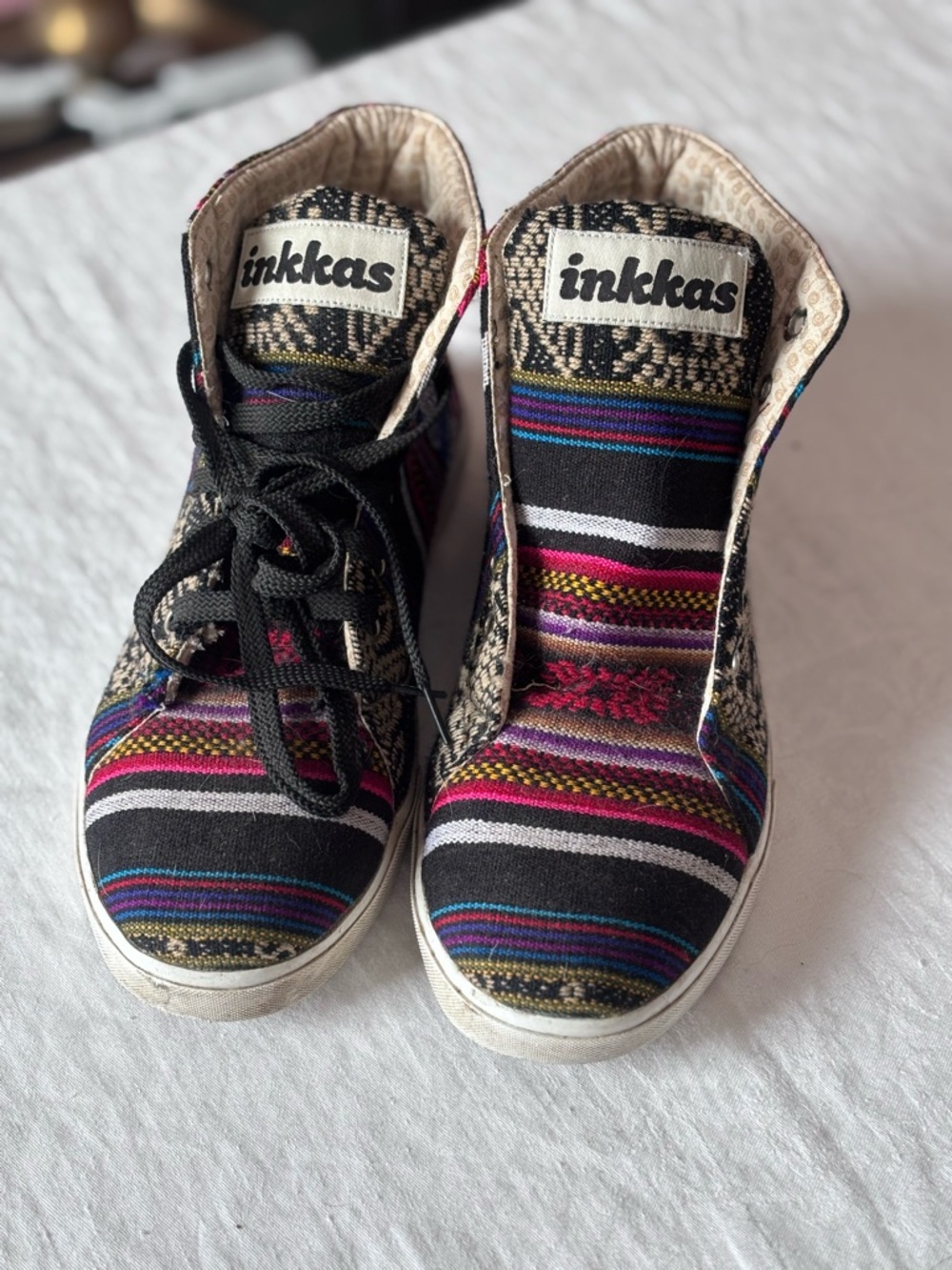 Inkkas Blackbird High Top Tribal Peruvian Textile Vegan Boho Size 8 women 6 Men